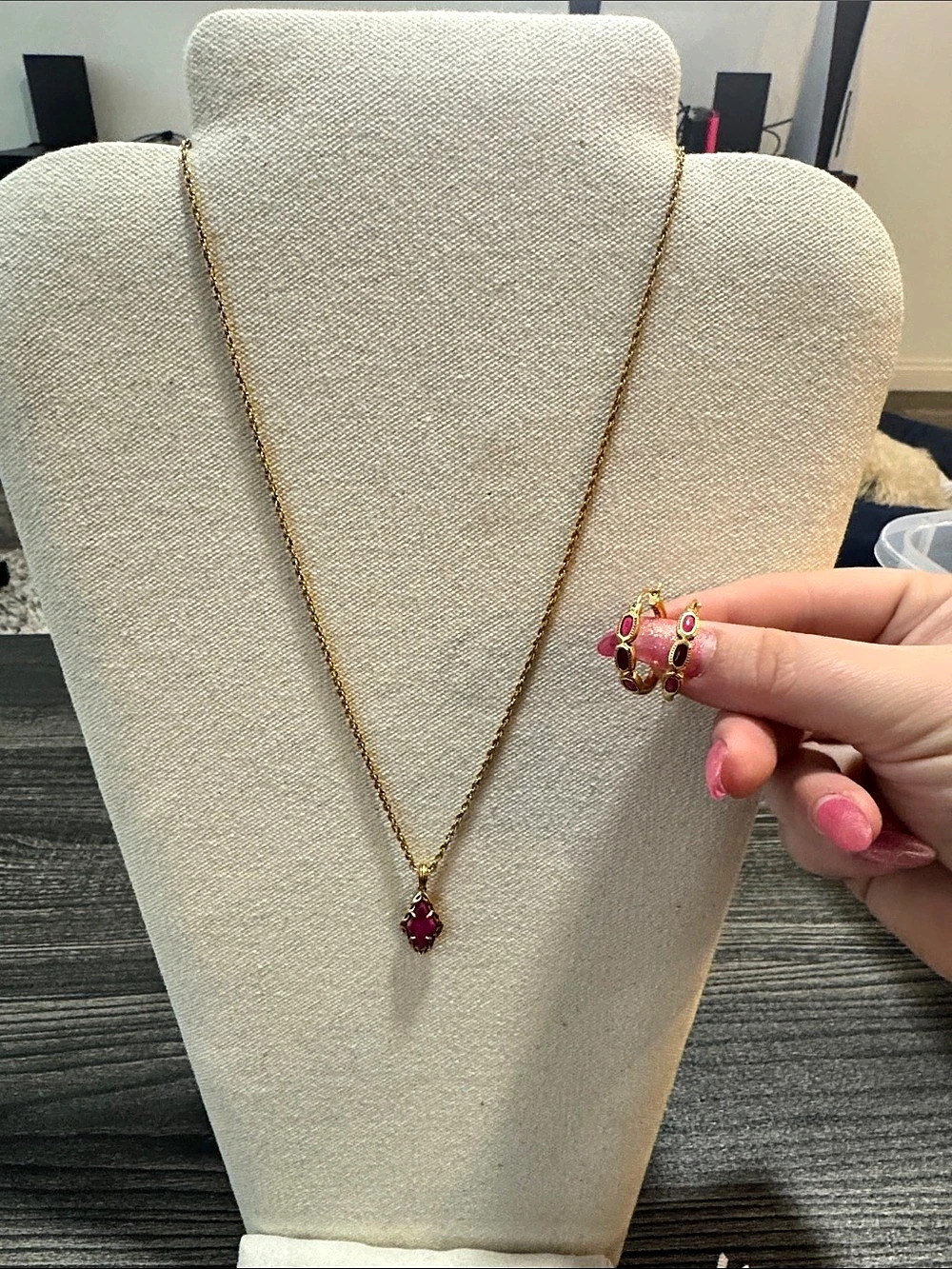Kendra Scott Cailin Birthstone Gift Set Gold & Pink Necklace and Earrings Like
